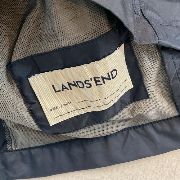 Lands End Hooded Jacket Youth M 10-12 Navy Blue Windbreaker Full Zip Packable - Picture 12 of 12